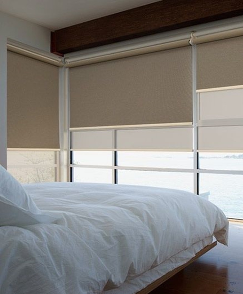 dual roller blinds in a bedroom